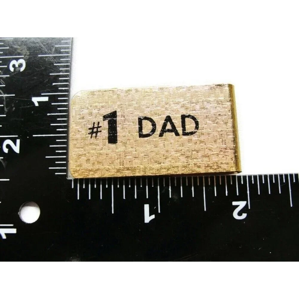 #1 Dad Gold Tone Money Clip Stainless Steel Wallet Credit Card Cash ID Holder